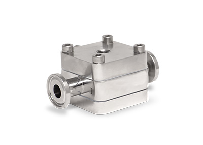 Photograph of the Equilibar FDO4 Sanitary Back Pressure Regulator, Square.